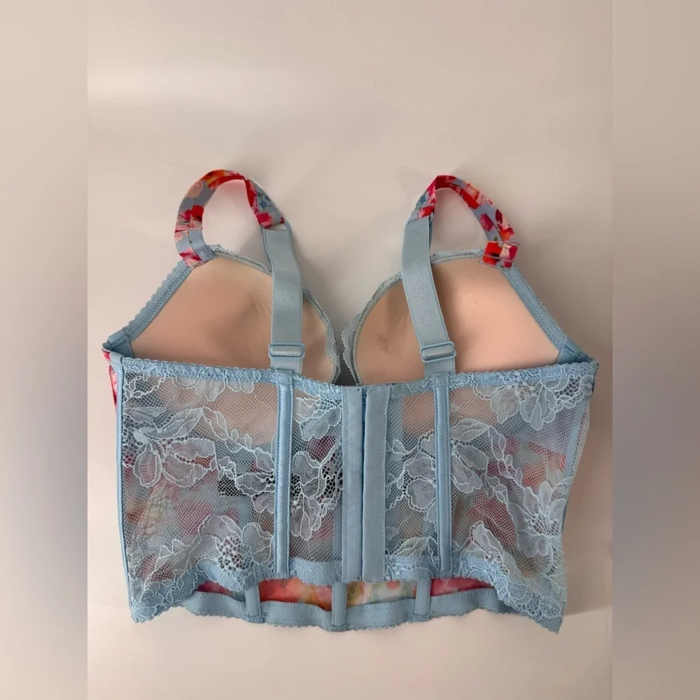 Victoria Secret Corset Bustier SEXY Satin Shine Strap Push-Up Bra Top 34B - Picture 6 of 8